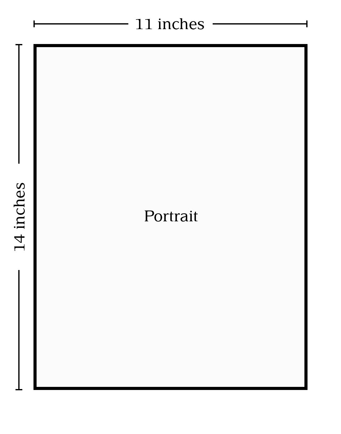 Rectangular portrait orientation with dimensions 11 inches wide by 14 inches high.